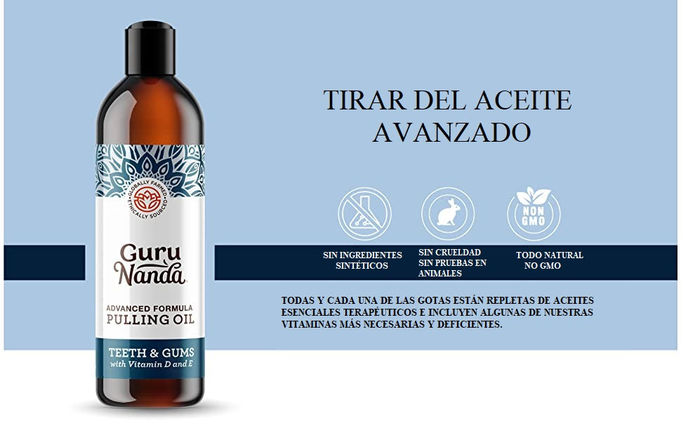 “GuruNanda Coconut Oil Pulling + limpiador de lengua GRATIS ✨ Sonríe con confianza”