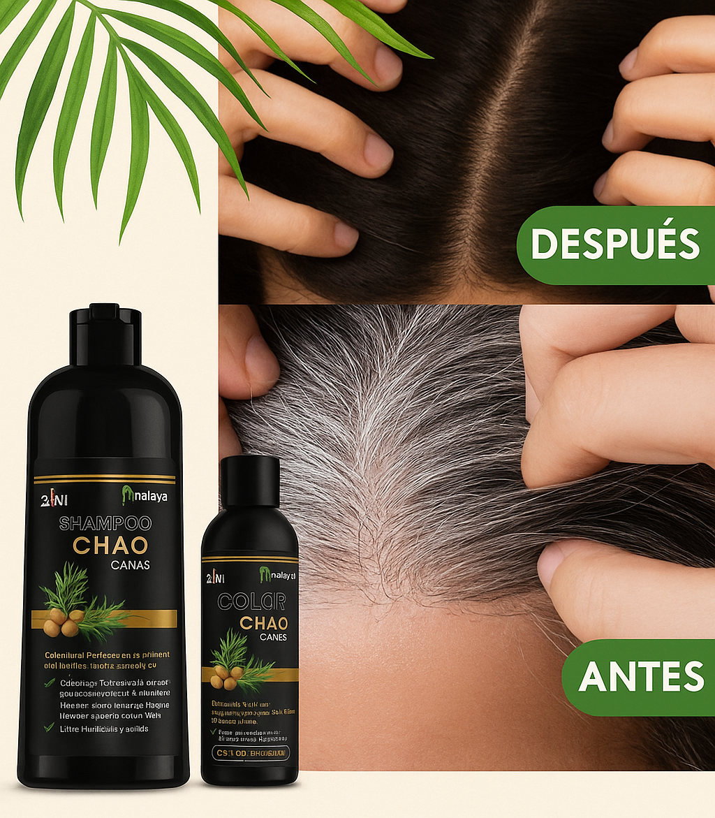 Shampoo Chao Canas Malaya 🌿+ OBSEQUIO 🌿 ¡RECUPERA TU COLOR NATURAL EN SOLO 15 MINUTOS!